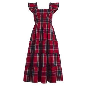 Hill House The Ellie Nap Dress in Red Tartan Cotton